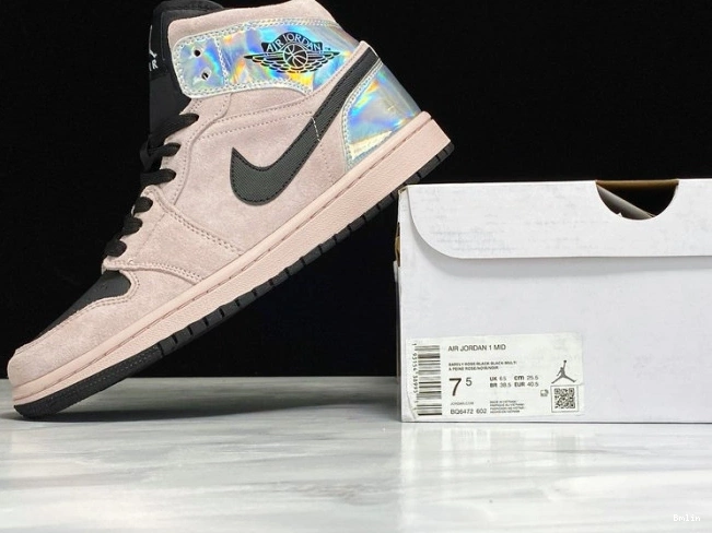 Bmlin shoes (W) Powder Jordan Air 1 Iridescent BQ6472-602 Mid Dirty 0627